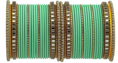 LYBASHINE Metal Crystal Bangle Set(Pack of 10)