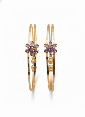 KCE Alloy Ruby Gold-plated Bangle Set(Pack of 2)