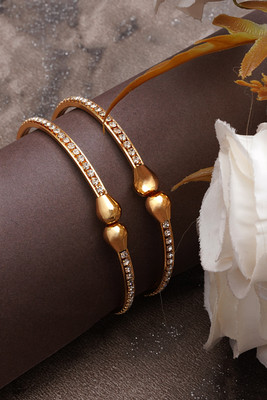 GEMINI CRATION Alloy Cubic Zirconia Gold-plated Bangle Set(Pack of 2)