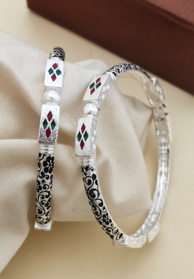 DH JEWELLS Alloy Silver Coated Bangle(Pack of 2)