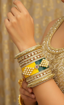 Shareek Alloy Ruby Gold-plated Bangle Set(Pack of 2)