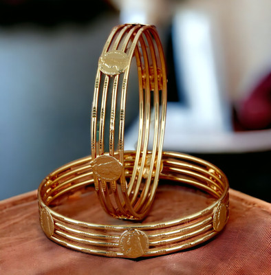 Lucky Jewellery Alloy Gold-plated Bangle Set(Pack of 2)