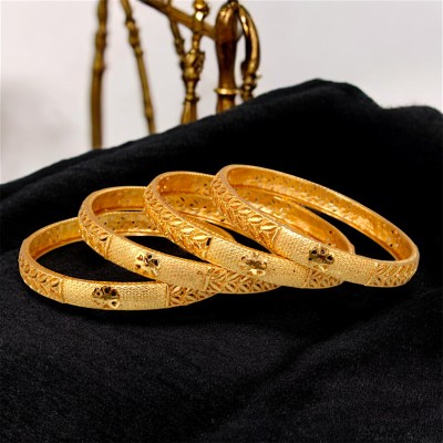 Lucky Jewellery Alloy Gold-plated Bangle Set(Pack of 4)