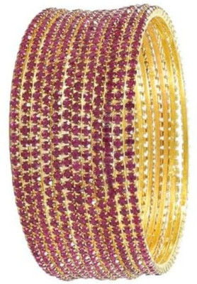 55Carat Metal Cubic Zirconia Gold-plated Bangle Set(Pack of 10)