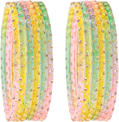 STYOLLO Glass Beads, Crystal, Zircon Bangle Set(Pack of 12)