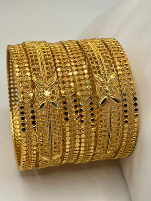 Bajrang Brass, Copper Gold-plated Bangle(Pack of 6)