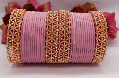 Rajwadi Brass, Copper Cubic Zirconia Brass Bangle Set(Pack of 28)