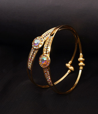 Gemini Creation Alloy Cubic Zirconia Gold-plated Bangle Set(Pack of 2)