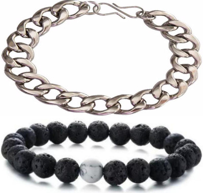 HouseOfCommon Crystal, Alloy, Stainless Steel Bracelet(Pack of 2)