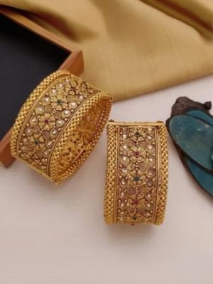 TKRB SALES Brass Agate Gold-plated Bangle Set(Pack of 2)