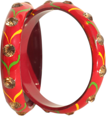 MANVI FASHION Lac Crystal Enamel Bangle(Pack of 2)