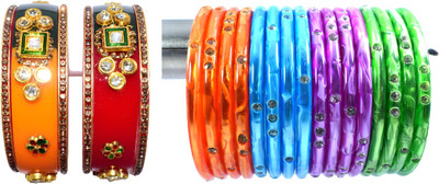 Handloom Creations Plastic Crystal Bangle Set(Pack of 10)