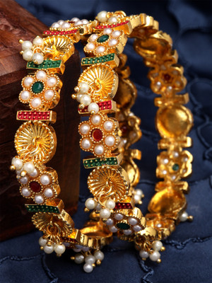 Karatcart Alloy Gold-plated Bangle Set(Pack of 2)