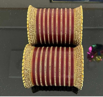 whatowear Plastic Cubic Zirconia Gold-plated Bangle Set(Pack of 2)
