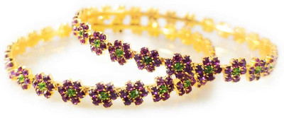 CM FASHIONS Copper Emerald, Ruby Gold-plated Bangle Set(Pack of 2)
