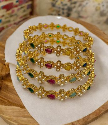 AARISAI Alloy Gold-plated Bangle Set(Pack of 4)