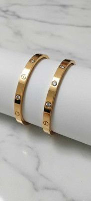 M.R.Fashion Alloy, Stainless Steel Cubic Zirconia, Crystal Gold-plated Bracelet Set(Pack of 2)