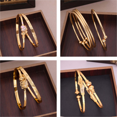 ANOUK Brass Diamond Gold-plated Bangle Set(Pack of 4)