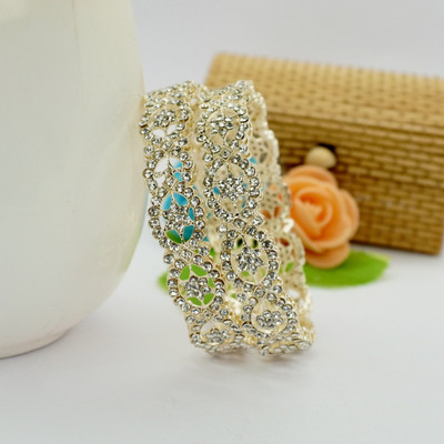 Panini Jewels Alloy Crystal Gold-plated Bangle Set(Pack of 2)