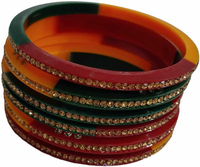 KAMAAKSHI FASHION COLLECTIONS Plastic Cubic Zirconia Bangle Set