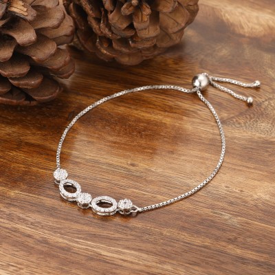 GIVA Sterling Silver Zircon Rhodium Bracelet