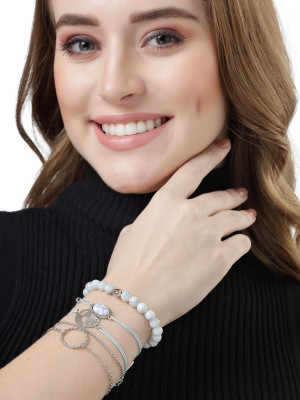 Scintillare by Sukkhi Alloy Rhodium Bracelet Set(Pack of 5)