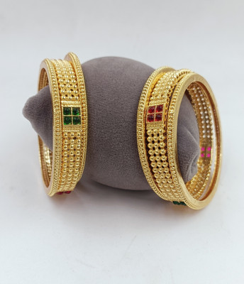 Vivanta Alloy Cubic Zirconia Gold-plated Bangle Set(Pack of 6)