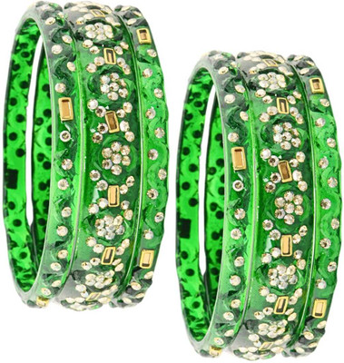 LAVAZZA Glass Beads, Diamond, Zircon Bangle Set(Pack of 6)