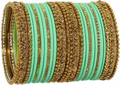 ZULKA Metal, Fabric Zircon Bangle Set(Pack of 28)