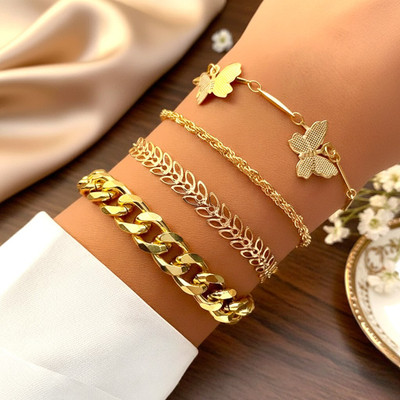 Zaphariq Alloy Gold-plated Bracelet Set(Pack of 4)