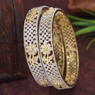 Jewwel Brass Gold-plated Bangle(Pack of 2)