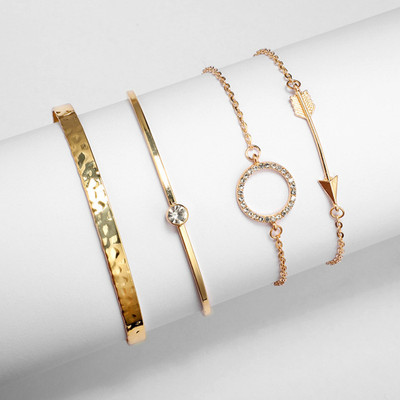 Zaphariq Alloy Cubic Zirconia Gold-plated Bracelet Set(Pack of 4)
