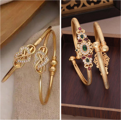 ANOUK Brass Diamond Gold-plated Bangle Set(Pack of 3)