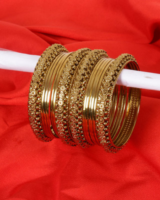 kewai Metal Cubic Zirconia Gold-plated Bangle Set