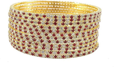 Jewelryonclick Metal Cubic Zirconia Gold-plated Bangle Set(Pack of 12)