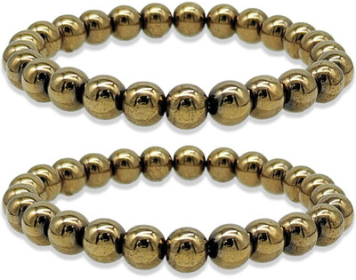 BHAGYA G Stone, Crystal, Golden Pyrite Beads Bracelet(Pack of 2)