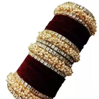 Rajwadi Alloy Pearl Gold-plated Bangle Set(Pack of 10)