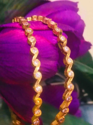 Angel N Daniel Alloy Zircon Gold-plated Bangle Set(Pack of 2)