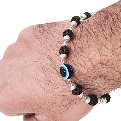 Khushal ENTERPRISE Rudraksha, Evil Eye Silver Charm Bracelet