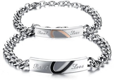 TASHKURST Stainless Steel Silver Bracelet Set(Pack of 2)