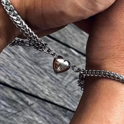 ruby collection Stainless Steel Sterling Silver Bracelet Set(Pack of 2)