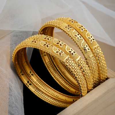 MHKART Brass Gold-plated Bangle Set(Pack of 4)