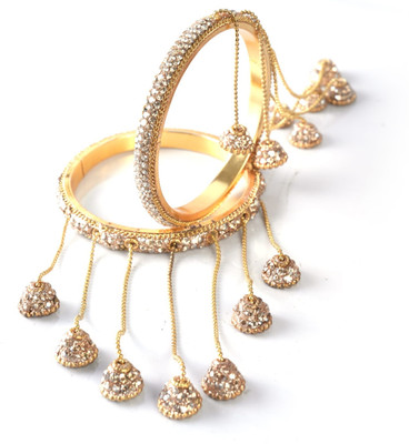 Velvet Box Alloy Crystal Gold-plated Bangle Set(Pack of 4)