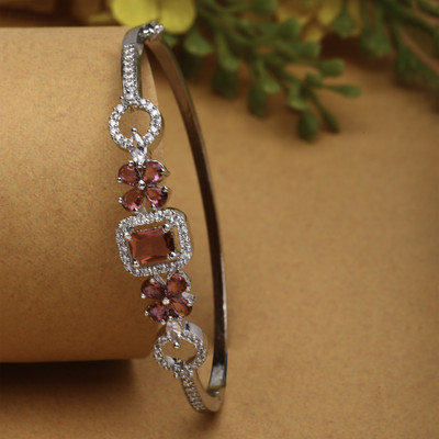 ZENEME Brass Cubic Zirconia Rhodium Bracelet