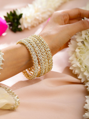 RUBANS Brass Gold-plated Bangle Set(Pack of 4)