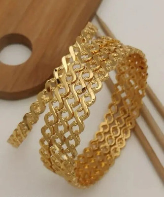 AFJ GOLD Metal Gold-plated Bangle Set(Pack of 4)