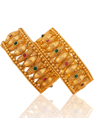 GC PREMIUM JEWELLERY Brass Gold-plated Bangle Set(Pack of 2)