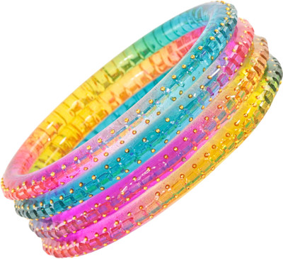 ZULKA Glass Pearl, Crystal Bangle Set(Pack of 4)