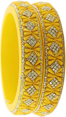 ZULKA Lac Beads, Zircon Bangle Set(Pack of 2)