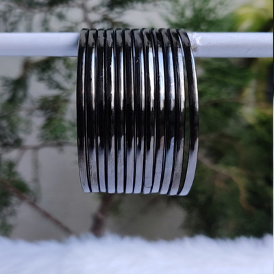 Balasundri Metal, Oxidised Silver Gold-plated Bangle Set(Pack of 12)